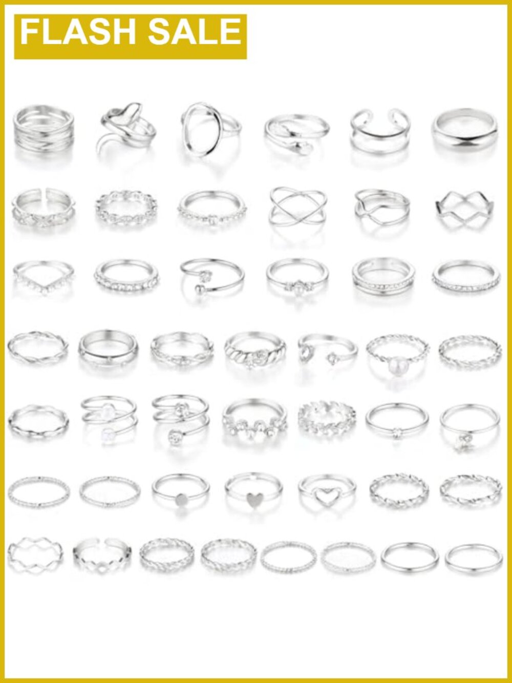 47pcs Gold Plated Knuckle Rings Set Women Stacking Midi Rings Cubic Zirconia